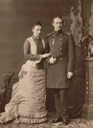 Storhertuginne Anastasia Mikhailovna av Russland og storhertug Frederick Francis III, 1878.