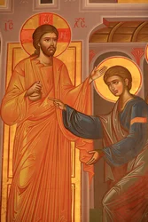 Gresk-ortodoks ikon som viser Kristus som viser hans sår Thessalonique Grece