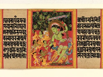 Grønn Tara deler ut velsignelser til ekstatiske hengivne... Perfection of Wisdom, tidlig på 1100-tallet.