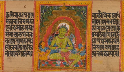 Green Tara, Folio fra...Perfection of Wisdom Manuscript, tidlig på 1100-tallet.