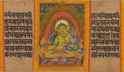 Grønn Tara, Folio fra... Perfection of Wisdom Manuscript, tidlig på 1100-tallet.