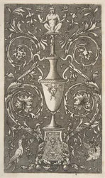 Grotesk med vase, fugler og akantusruller, ca. 1515-1600.