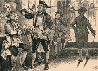 Gruppe på Hardhams Tobakksbutikk, c1880.