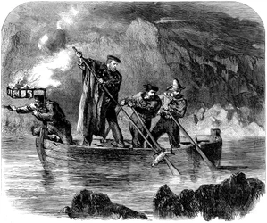 Giuseppe Garibaldi spyd fisk om natten utenfor Caprera, 1860-61