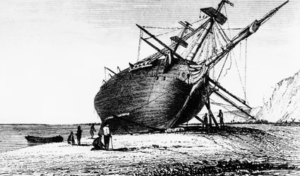HMS Beagle lagt i land, Rio Santa Cruz, Patagonia, Sør-Amerika, 1834 1839