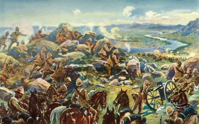 På vei av Cronje - General French blokkerer veien ved Koodoosrand Drift, 1901.