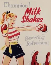 Helseutdanning ï Champion! Milkshakes, plakat, ca 1955-1960