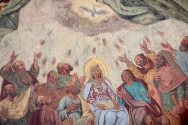 Den hellige ånds freskomaleri i Loreto kirke ; Praha Tsjekkia