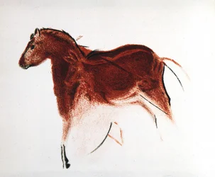 Hest og hind, paleolittisk hulemaleri fra Altamira, Sør-Spania, c16 000-c9000 f.Kr.
