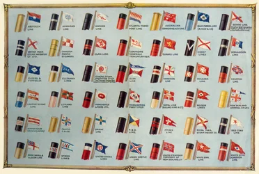 House Flags and Funnels of Passenger Steamship Lines, c1930.