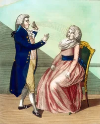 Hypnotisør hypnotiserer en pasient, c1795