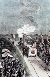 Illustrasjon fra Fra jorden til månen av Jules Verne, 1865