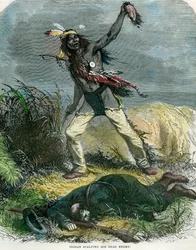 Indisk skalperer sin døde fiende, 1800-tallet
