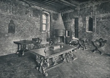 Interiør, Palazzo Davanzati - med florentinsk bord fra slutten av 1500-tallet, 1928