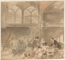 Interiør i et vertshus, 1800-tallet.