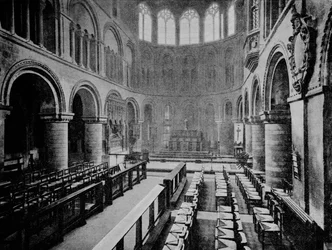 Interiør i Church of St Bartholomew the Great, West Smithfield, City of London, 1906