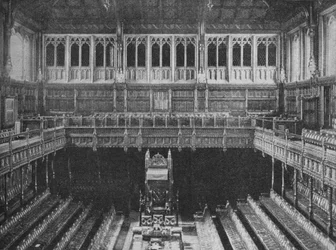 Interiør av Underhuset, Westminster, ser mot høyttalerstolen, 1909