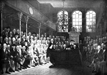 Interiøret i det gamle underhuset, St Stephens Chapel, 1793 c1905