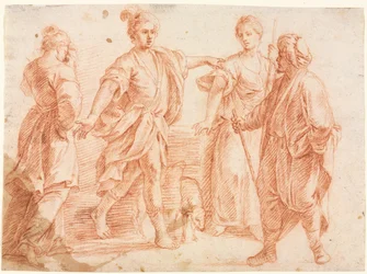 Jakob og Laban med Rachel og Lea recto, 1600-tallet.