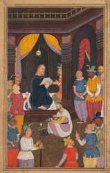 Jesus blir portrettert av kong Abgars maler, fra en Mirat al-quds..., 1602-1604.