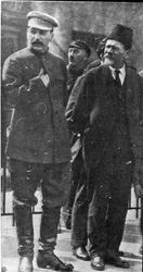 Josef Stalin og Mikhail Kalinin, sovjetiske ledere, 1930-årene