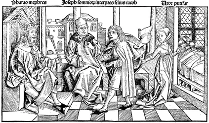 Josef tolker faraos drøm, 1493