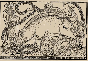 Judensau-jødene sår, ca 1470.