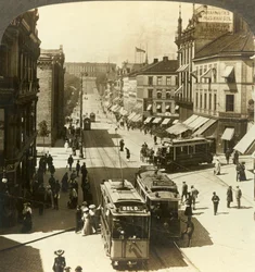 Karl Johans gate, W.N.W. til Det Kongelige Slott, Christiania, Norge, c1905.