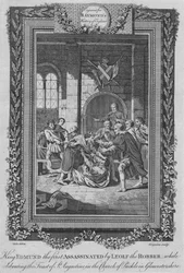 Kong Edmund I myrdet av Leolf røveren, ca. 1787