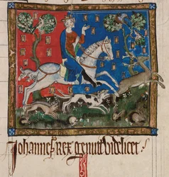 Kong John jakter på hesteryggen, 1300-tallet