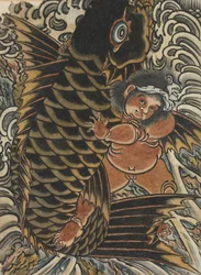 Kintaro med karpe, 1800-tallet.