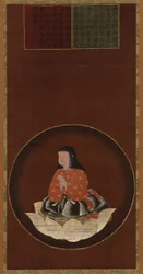 Kobo Daishi som barn satt på en lotus, Muromachi-perioden, 1400-1500-tallet.