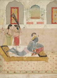 Krishna venter på Radha, ca. 1750-1760.
