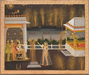 Damer som feirer Diwali, ca. 1760.