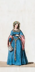 Dame-i-vente, kostymedesign for Shakespeares skuespill, Henry VIII, 1800-tallet