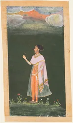 Dame holder en blomst, ca. 1670-80-tallet.