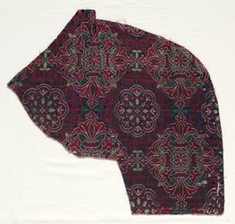 Lampas-fragment med bladmedaljonger, 1300-1499.