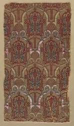 Lampas med palmettbuer med Alhambra veggmønster, 1300-tallet.