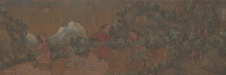 Landskapsmaling av figur i skogsomgivelser.
