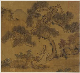 Landskap: en mann under en furu, Ming-dynastiet, 1368-1644.