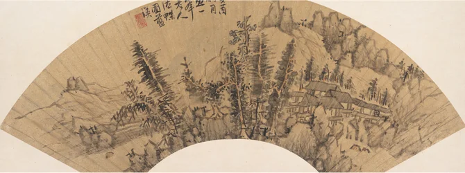 Landskap i stil med Huang Gongwang, 1600-tallet eller senere, falsk dato fra 1633.