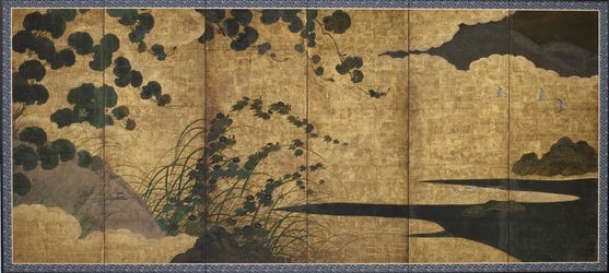 Landskap med blomstrende vinstokker, Momoyama- eller Edo-perioden, tidlig på 1600-tallet.