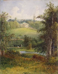 Landskap med herregården i Estate of Gostilitsy nær St Petersburg, 1820-årene