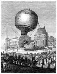 Lansering av en varmluftsballong, sent på 1700-tallet, 1885