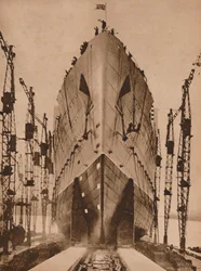 Lansering av Cunard-fartøyet "Queen Mary", 1934 1935.