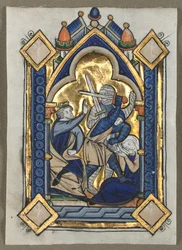 Blad tatt ut av et psalter: Barnemordet i Betlehem, ca. 1260.