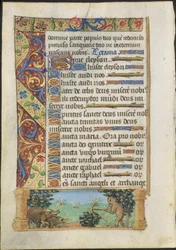 Blad fra en timebok: Apejakt på villsvin, ca. 1500-1510.