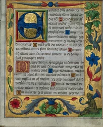 Blad fra en Psalter and Prayerbook...1 av 3 utskårne blader, ca. 1524.
