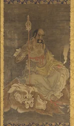 Lohan, sittende på en løve, Ming-dynastiet, 1368-1644.