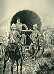 Lord Roberts skriver forsendelser i transportvognen som han sov i, 1901.